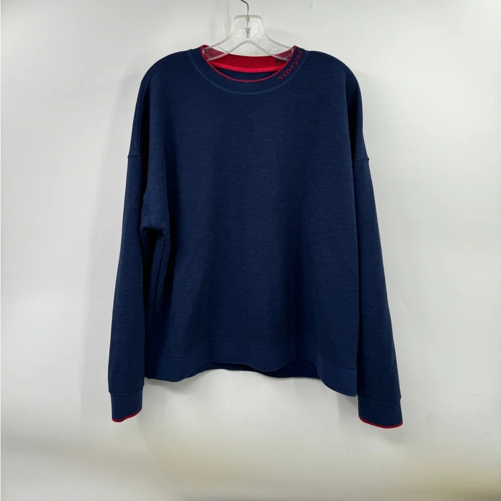 Vineyard Vines Performance Crew Neck Sweatshirt Blue & Red Women's Size XL